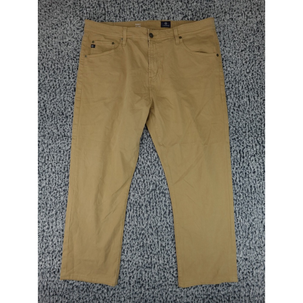AG Adriano Goldschmied Everett Slim Straight Pants Mens 38 Tan Khaki Stretch